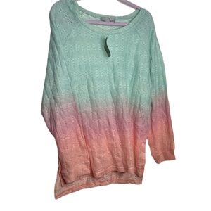 NWT Aqua Pink Ombre Raglan Sleeve sweater